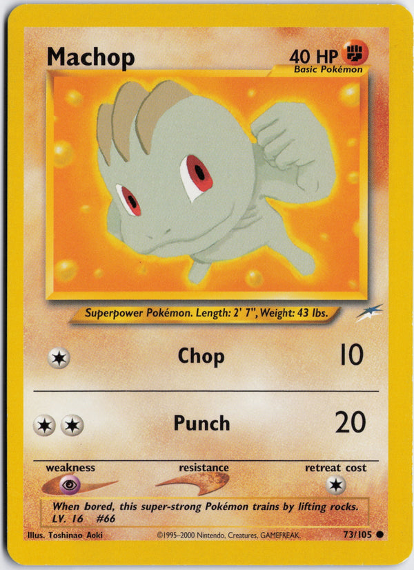 Carta Pokémon Machop · Neo Destiny #73/105 (NM) — pieza única en Moon's Collectibles México
