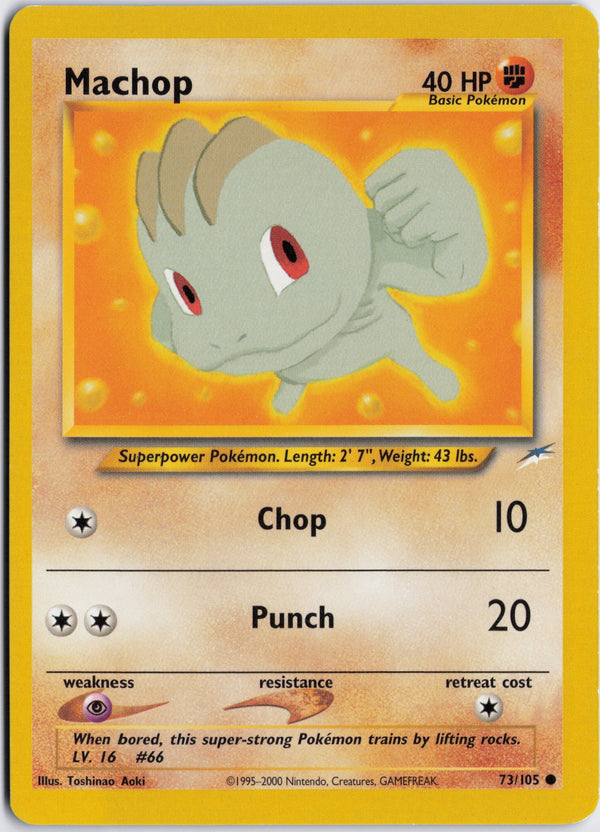 Carta Pokémon Machop · Neo Destiny #73/105 (NM) — pieza única en Moon's Collectibles México