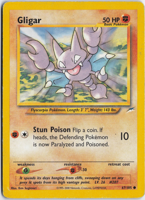 Carta Pokémon Gligar · Neo Destiny #67/105 (DMG) — pieza única en Moon's Collectibles México