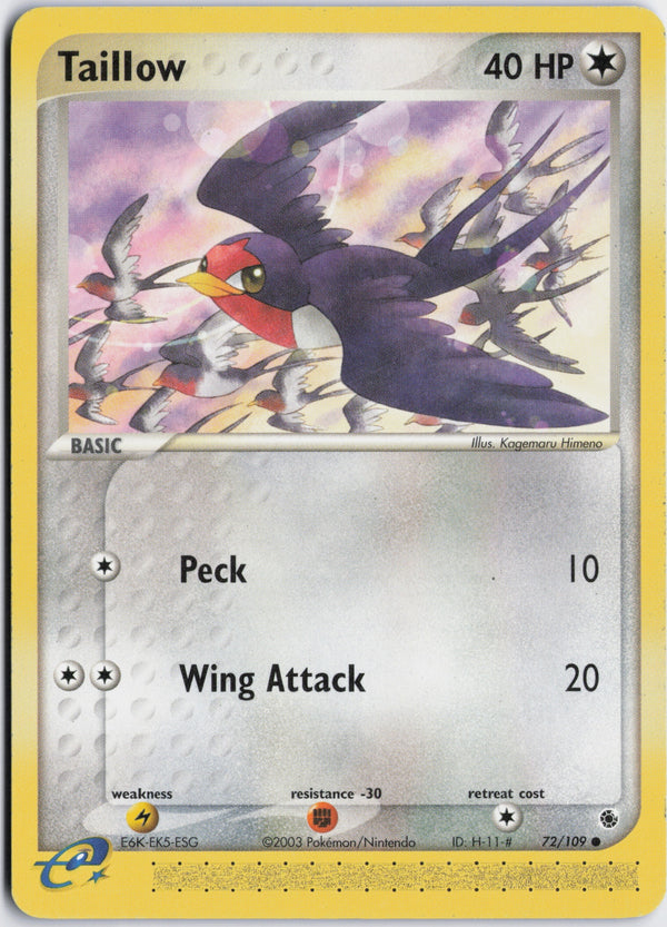 Carta Pokémon Taillow · Ruby & Sapphire #72/109 (NM) — pieza única en Moon's Collectibles México