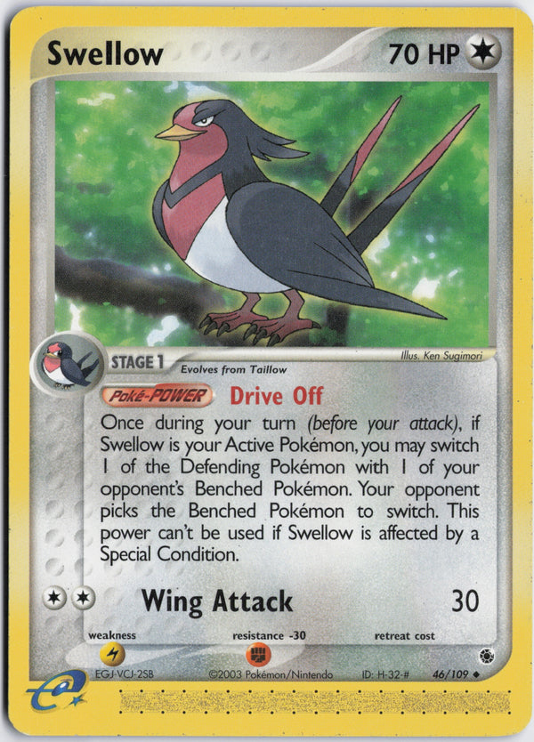 Carta Pokémon Swellow · Ruby & Sapphire #46/109 (NM) — pieza única en Moon's Collectibles México