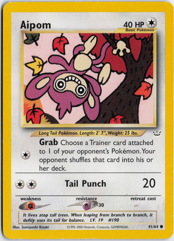 Carta Pokémon Aipom · Neo Revelation #41/64 (NM) — pieza única en Moon's Collectibles México