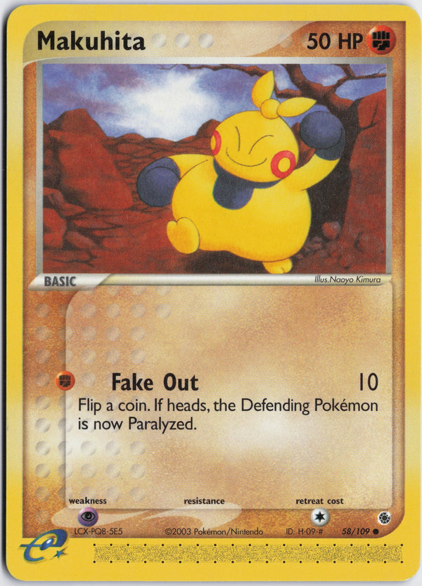 Carta Pokémon Makuhita · Ruby & Sapphire #58/109 (NM) — pieza única en Moon's Collectibles México