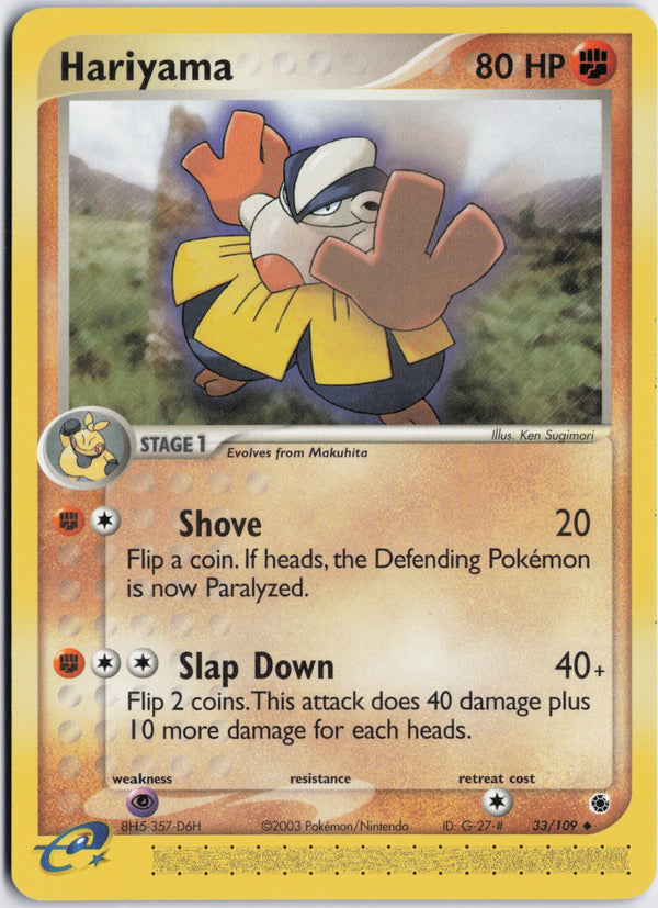 Carta Pokémon Hariyama · Ruby & Sapphire #33/109 (NM) — pieza única en Moon's Collectibles México