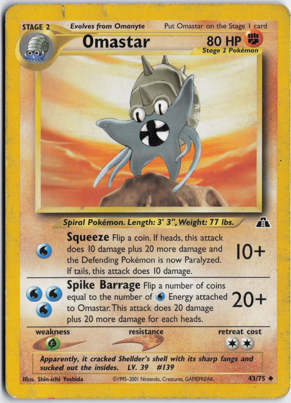 Carta Pokémon Omastar · Neo Discovery #43/75 (MP) — pieza única en Moon's Collectibles México