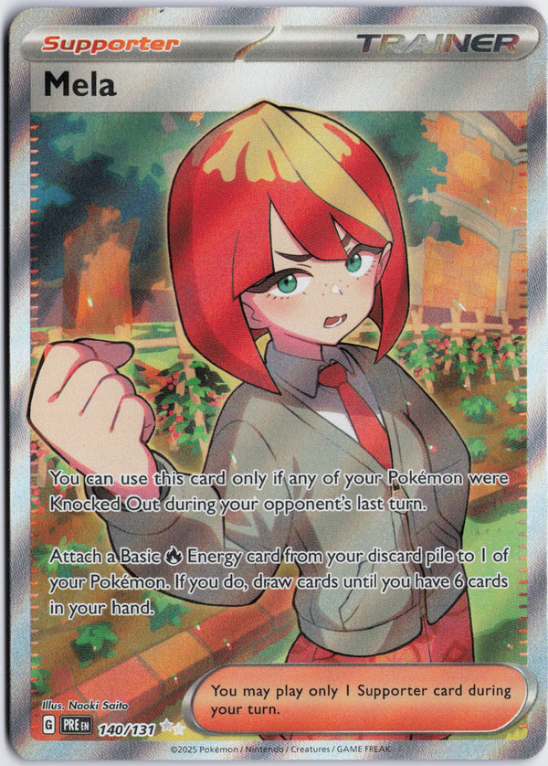 Carta Pokémon Mela · Prismatic Evolutions #140/131 (NM) — pieza única en Moon's Collectibles México