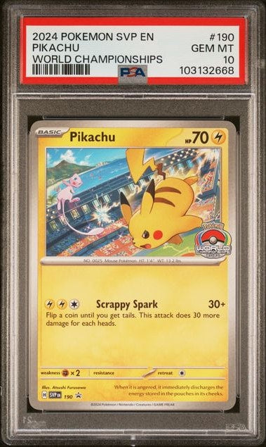 Carta Pokémon Pikachu · Scarlet & Violet Black Star Promos #190 (PSA 10) — pieza única en Moon's Collectibles México