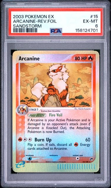 Carta Pokémon Arcanine · Sandstorm #15/100 (PSA 6) — pieza única en Moon's Collectibles México