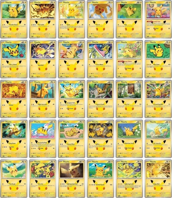 Carta Pokémon Pikachu 30th Anniversary Set · Celebrations 30th Anniversary #30 (NM) — pieza única en Moon's Collectibles México